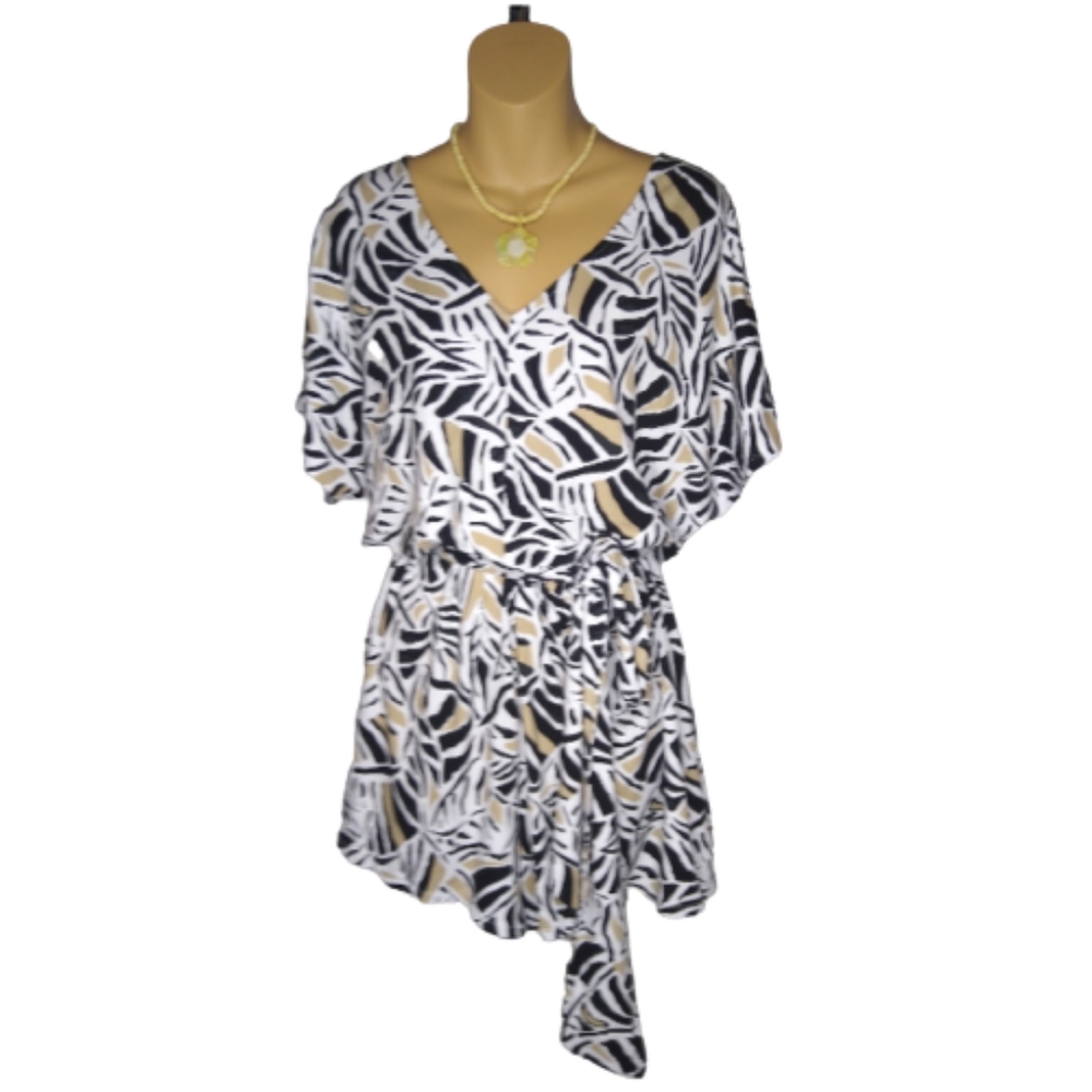 LOFT Black and White Leaf Print Jumpsuit
